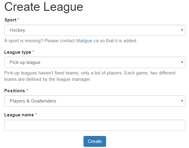Create a league