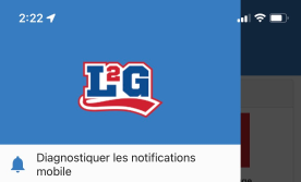 Menu de l'app League2GO