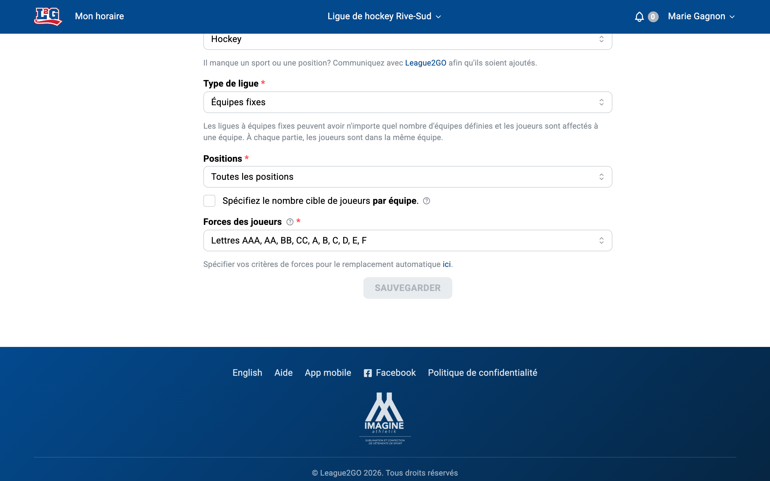 Paramètres > Général avec les forces des joueurs activées et le choix entre l'échelle en lettres ou en nombres.